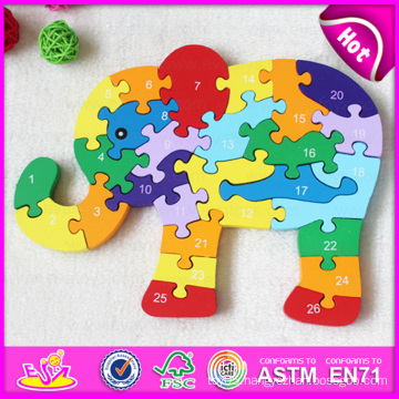 Hot Sell Elephant Design Educational Alphabet Wooden Jigsaw Puzzle W14I013